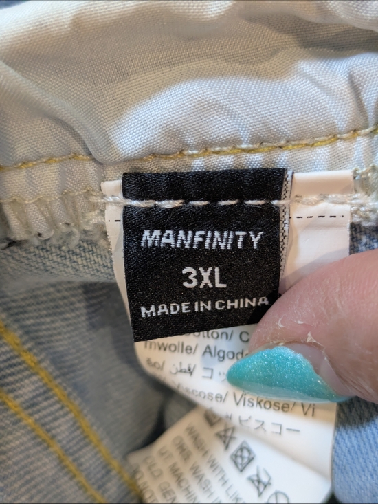 Manfinity 3XL Embroidered Floral Jeans Light Wash Wide Leg Cottagecore Plus Size - Picture 3 of 9